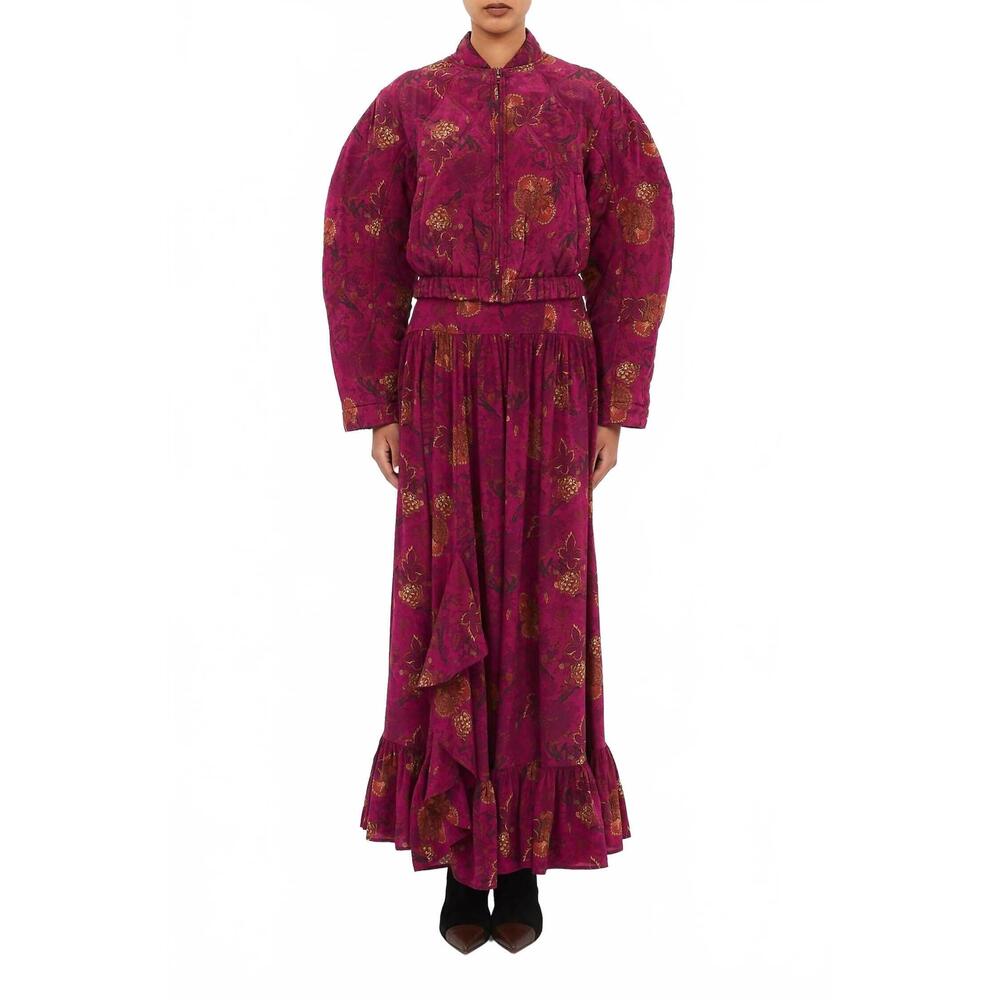 NEW ULLA JOHNSON lavinia silk quilted bomber jacket in peony